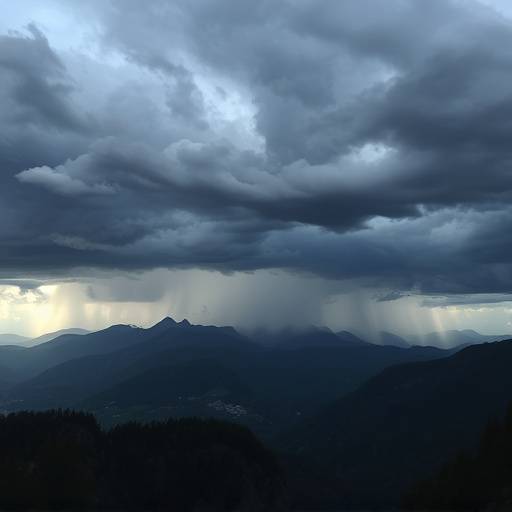 Immagine di un cielo tempestoso sopra i monti della Lombardia.