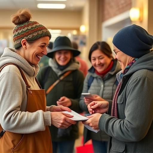 Un gruppo di volontari che lavorano insieme in un centro di accoglienza per senzatetto, sorridendo e aiutando i bisognosi.